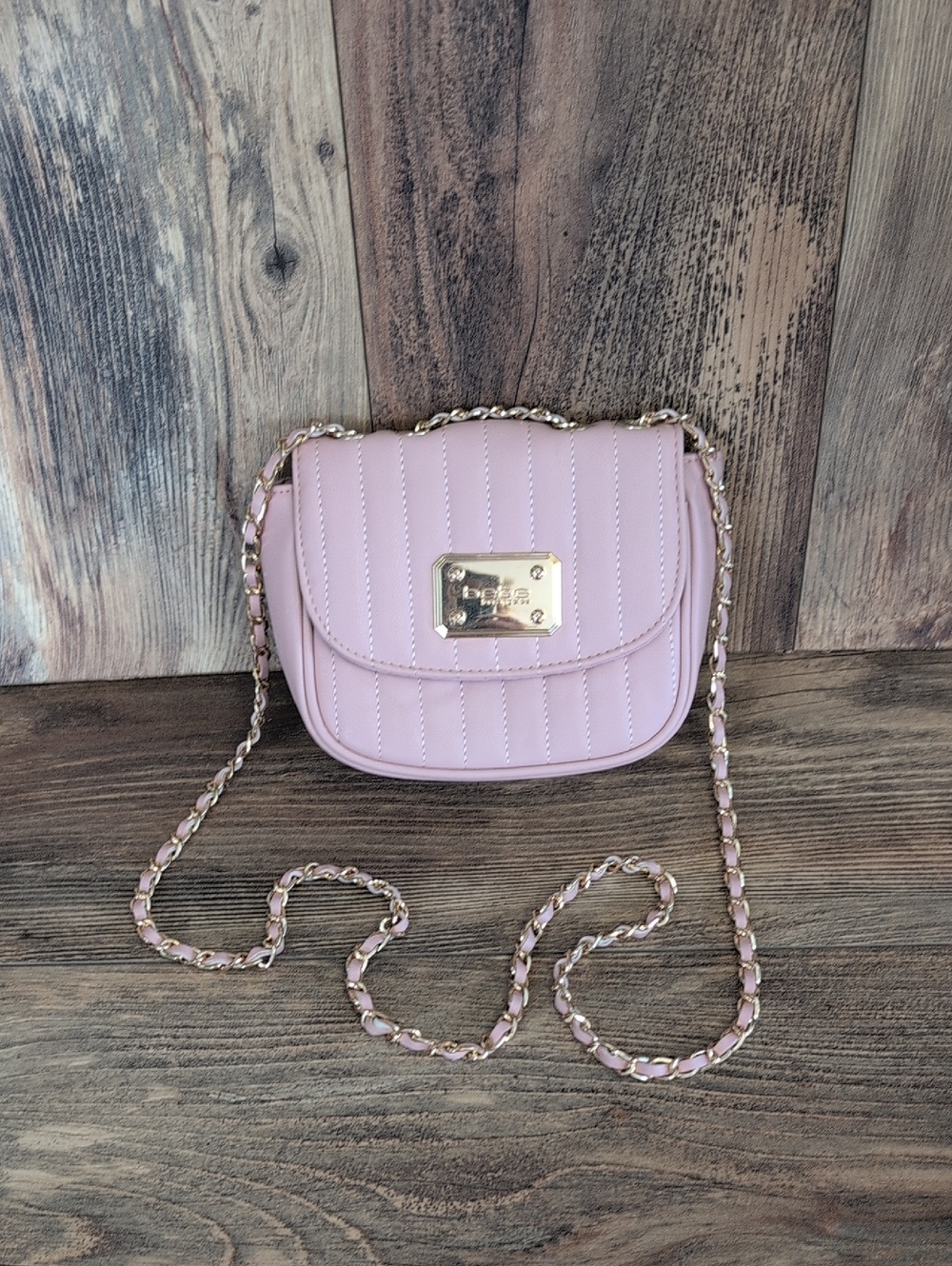bebe Pink Quilted Chain Classic Flap Mini Crossbody Bag Q257